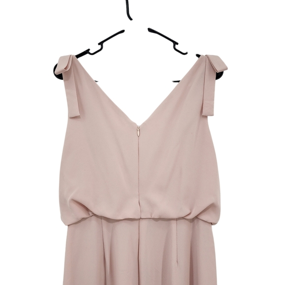 Adrianna Papell Women's Blush Ribbon Shoulder Cowl Neck Formal Maxi Dress Sz 10 - Picture 8 of 12